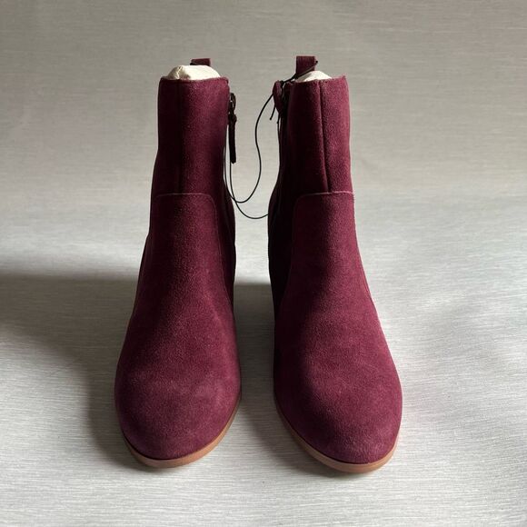 Violet & Red Jay Jay Burgundy Leather Wedge Ankle Boots Size 7.5M New - Picture 3 of 7